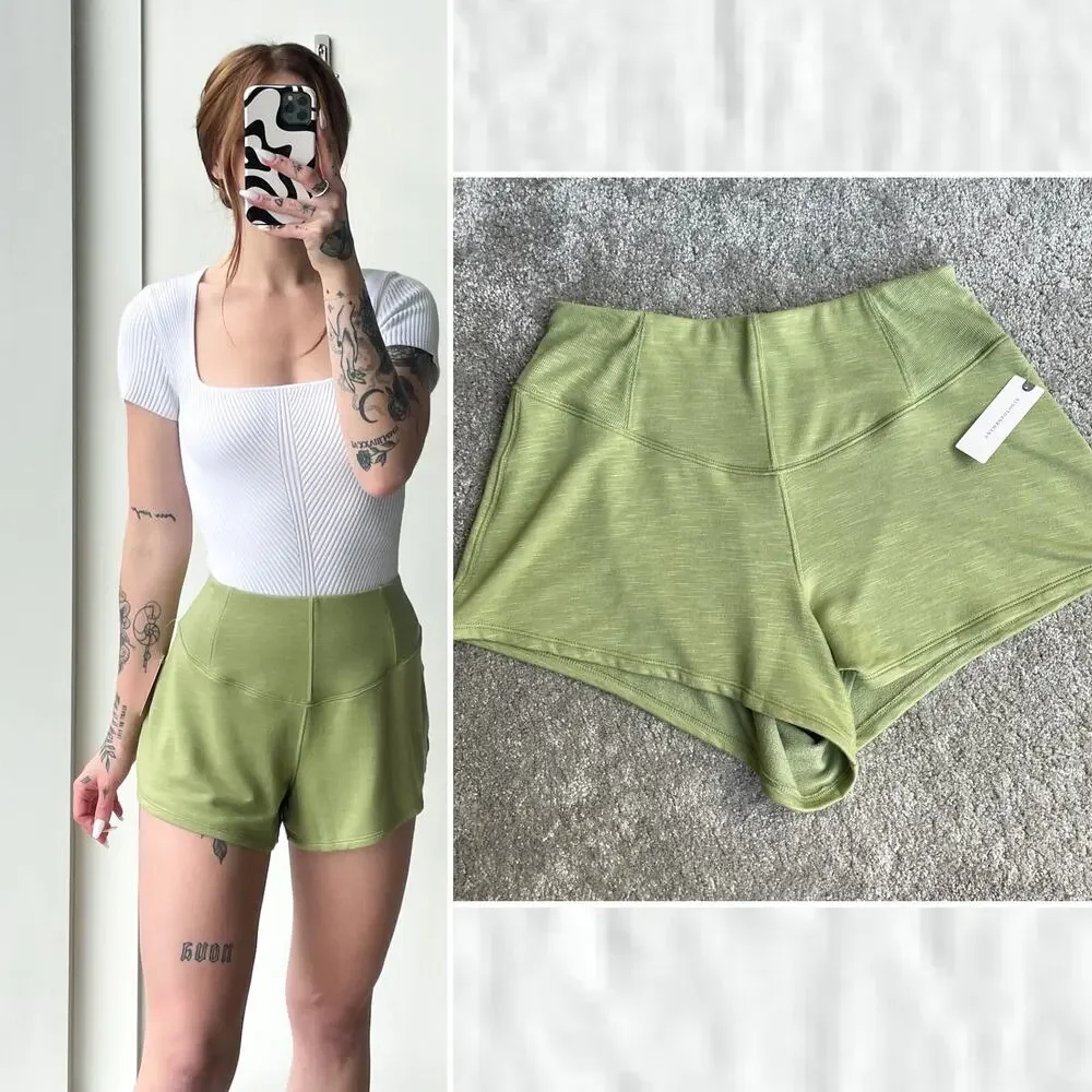 Anthropologie Daily Practice Shorts Womens S Green Corset Shorts Green Flowy